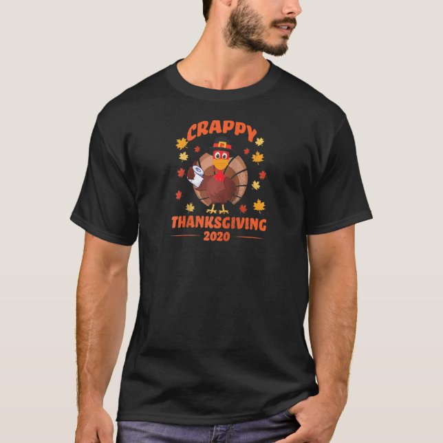 Funny Silly Turkey Face Wearing A Mask Thanksgivin T-Shirt (Front)