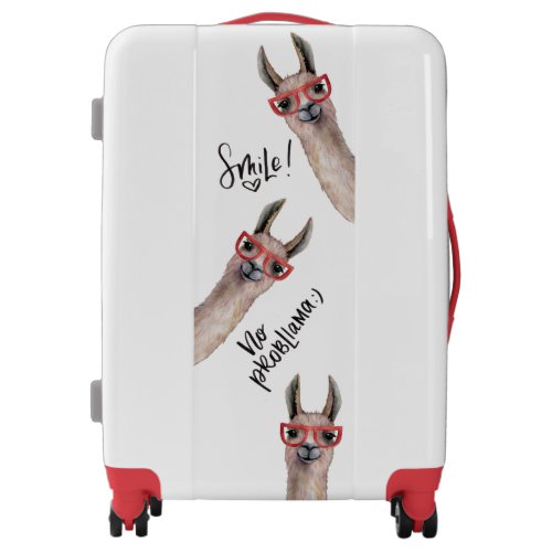 Funny Silly Watercolor Llama Travel Suitcases