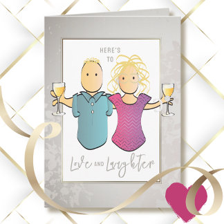 Funny Silver Anniversary Husband Wife Cartoon Card