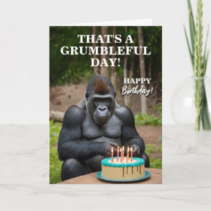 Funny Silver Back Gorilla Celebrating Birthday Card