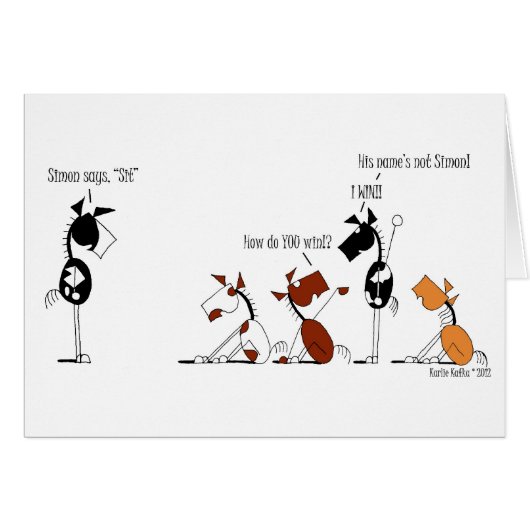 Funny Simon Says Cartoon Cards (Front Horizontal)