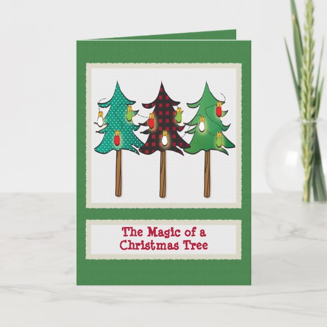 Funny Simple Cartoon Christmas Tree Card (Front)