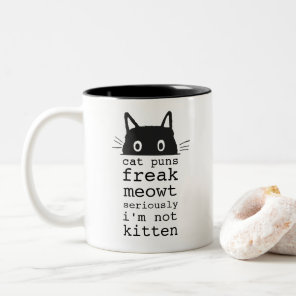 Funny Simple Cat Puns Freak Meowt Two-Tone Coffee Mug