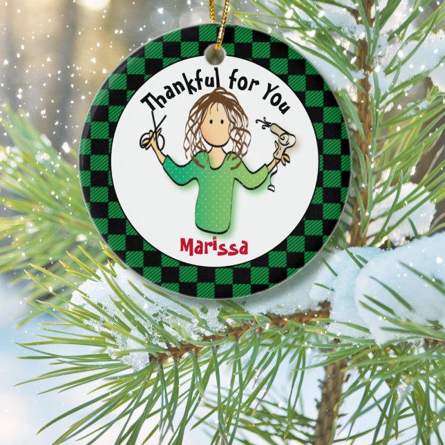 Funny Simple Custom Hairstylist Gift Idea Ceramic Ornament (Creator Uploaded)