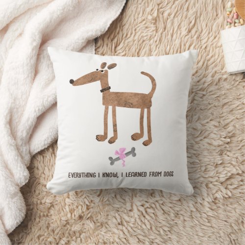 Funny Simple Cute Cartoon Dog Throw Pillow