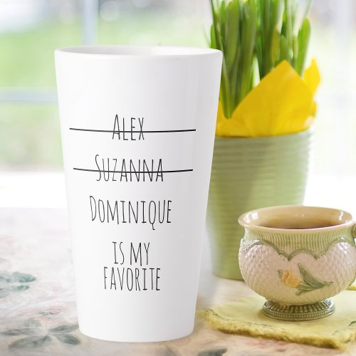 Funny Simple Favorite Child Names Mothers Day Mom Latte Mug