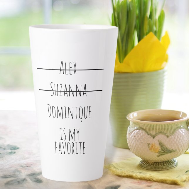Funny Simple Favorite Child Names Mother's Day Mom Latte Mug (Creator Uploaded)