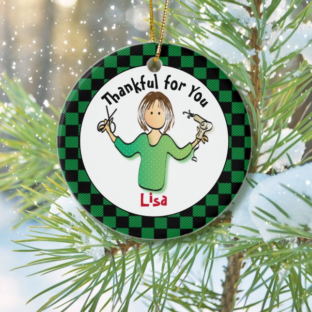 Funny Simple Hair Stylist Gift Idea - Personalized Ceramic Ornament (Creator Uploaded)