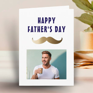 Funny Simple Mustache Happy Father's Day Photo Card