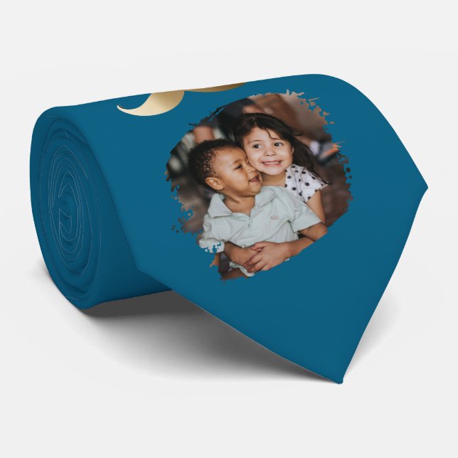 Funny Simple Mustache Happy Father's Day Photo Neck Tie (Rolled)