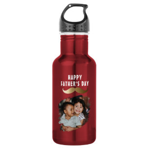 Funny Simple Mustache Happy Father's Day Photo Stainless Steel Water Bottle