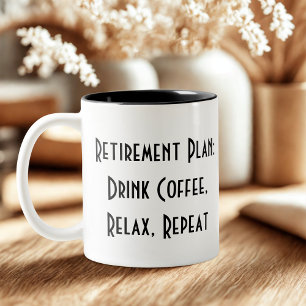 funny simple retirement Two-Tone coffee mug