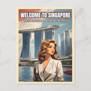 Funny Singapore Travel Singlish Humor Postcard