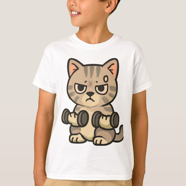 Funny Singing Cat Karaoke Illustration T-Shirt (Front)