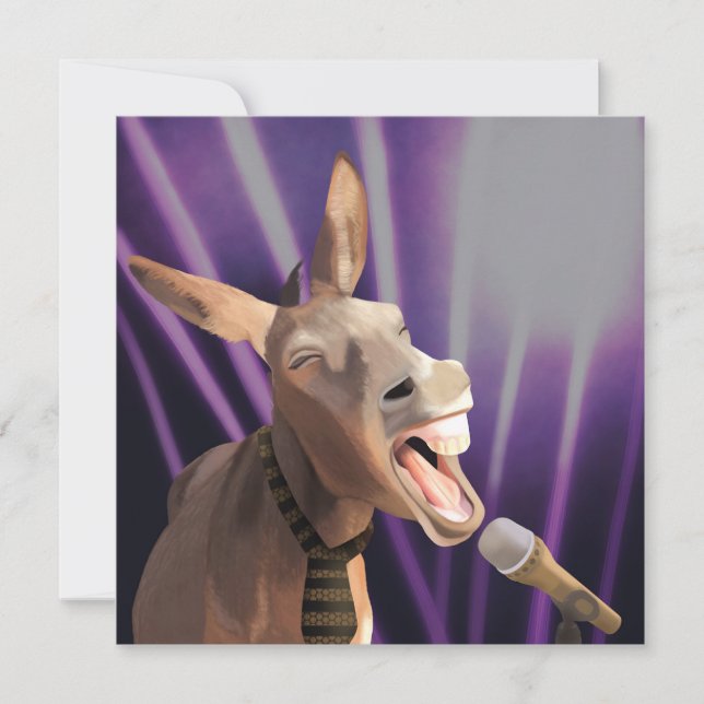 Funny Singing Donkey Farm Animal Purple Background (Front)