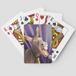 Funny Singing Donkey Farm Animal Purple Background Poker Cards