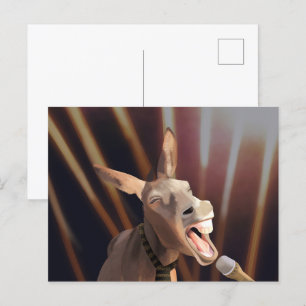 Funny Singing Donkey Postcard