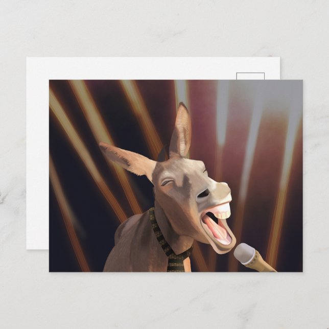Funny Singing Donkey Postcard (Front/Back)