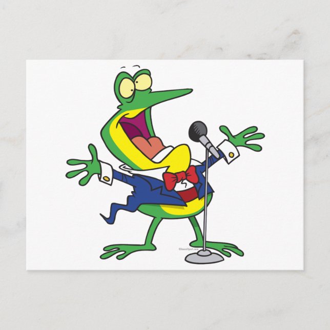 funny singing froggy frog cartoon postcard (Front)