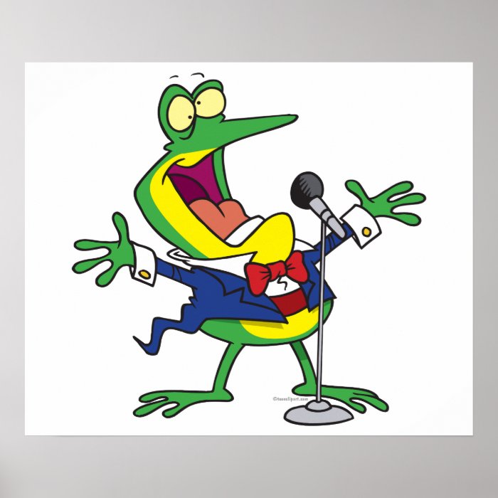 funny singing froggy frog cartoon posters