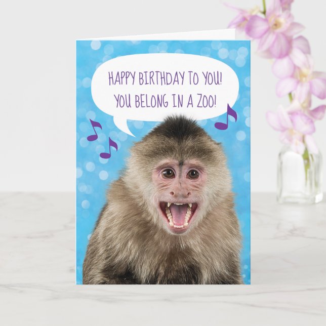 Funny Singing Monkey Birthday Card Zazzle