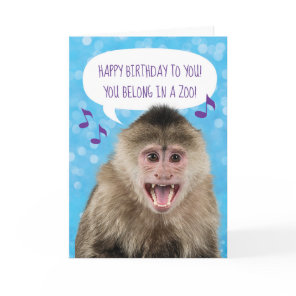 Funny Singing Monkey Birthday Card