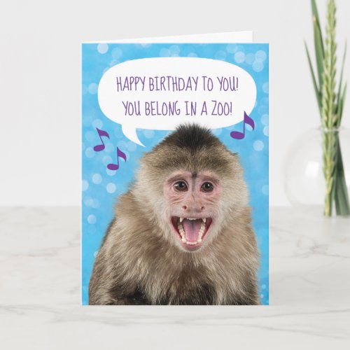 Funny Singing Monkey Birthday Card