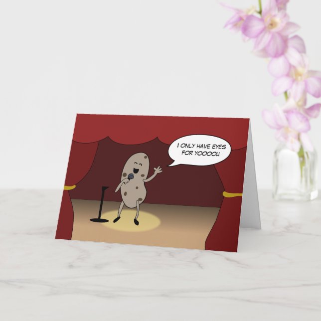 Funny Singing Potato for Potato Lover Birthday Card (Orchid)