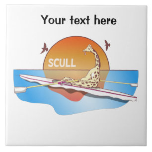Funny single skulls rowing ceramic tile