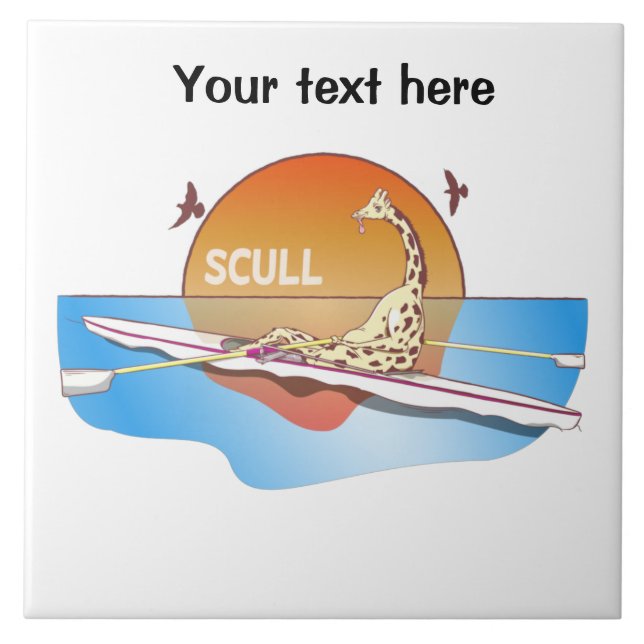 Funny single skulls rowing ceramic tile (Front)