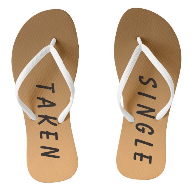 Funny Single Taken Sign Golden Flip Flops (Footbed)