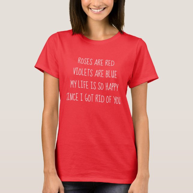 Funny Single Valentines Day Red White T-Shirt (Front)