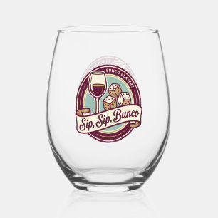 Funny Sip Wine Dice Bunco Stemless Wine Glass