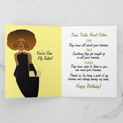 Funny Sister African American Happy Birthday Card | Zazzle