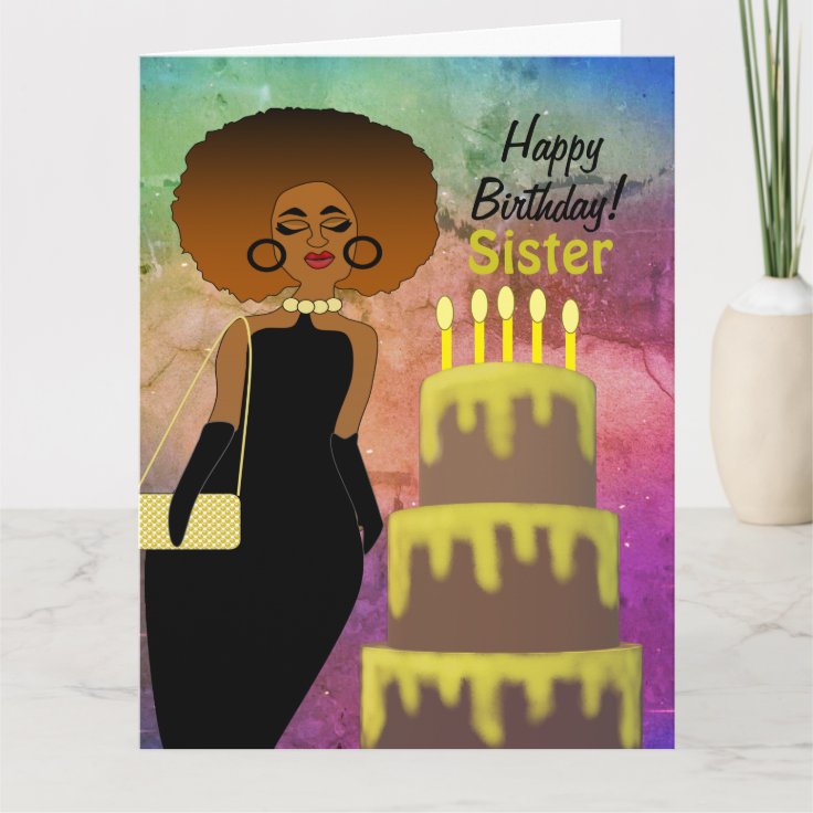 Funny Sister African American Happy Birthday Card | Zazzle