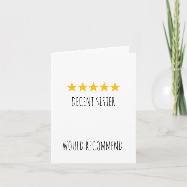 Funny Sister Birthday Card (5-Star Review Theme) (Front)