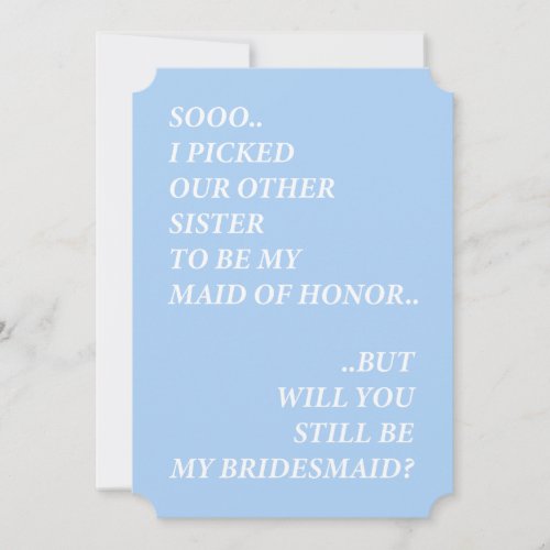 Funny Sister Bridesmaid Proposal Card