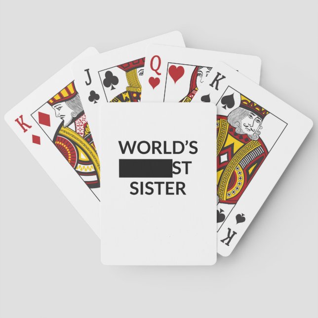 Funny Sister Gift - World's Blank Sister Poker Cards (Back)