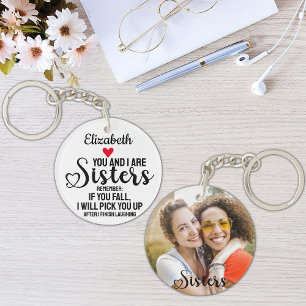 Funny Sister Quote If You Fall Heart Name Photo Keychain