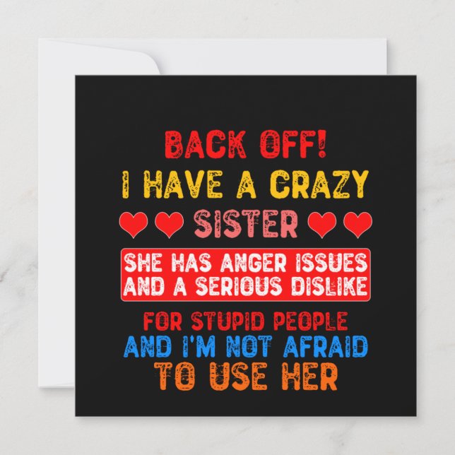 Funny Sister Saying Invitation (Front)