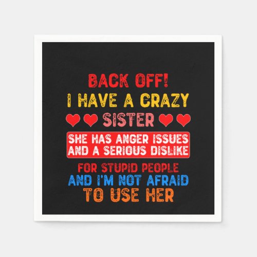 Funny Sister Saying Napkins