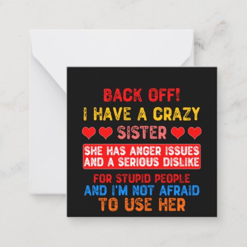 Funny Sister Saying Note Card