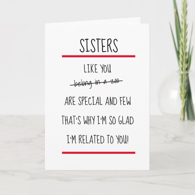 Funny Sisters Cheeky Verse Happy Birthday Card (Front)