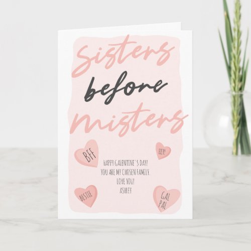 Funny sisters galentine 3 photos collage heart card