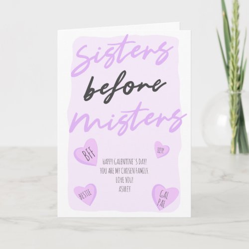 Funny sisters galentine 3 photos collage heart  card