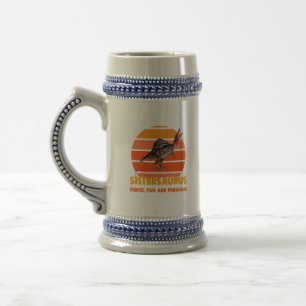 Funny Sistersaurus Dino Sister Humor Design Beer Stein