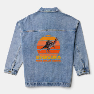 Funny Sistersaurus Dino Sister Humor Design Denim Jacket