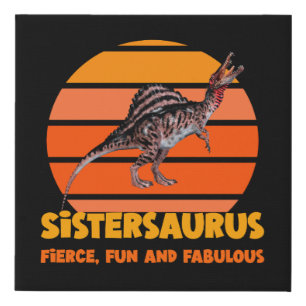 Funny Sistersaurus Dino Sister Humor Design Faux Canvas Print