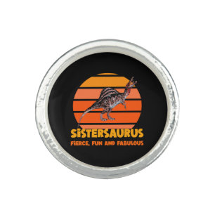 Funny Sistersaurus Dino Sister Humor Design Ring