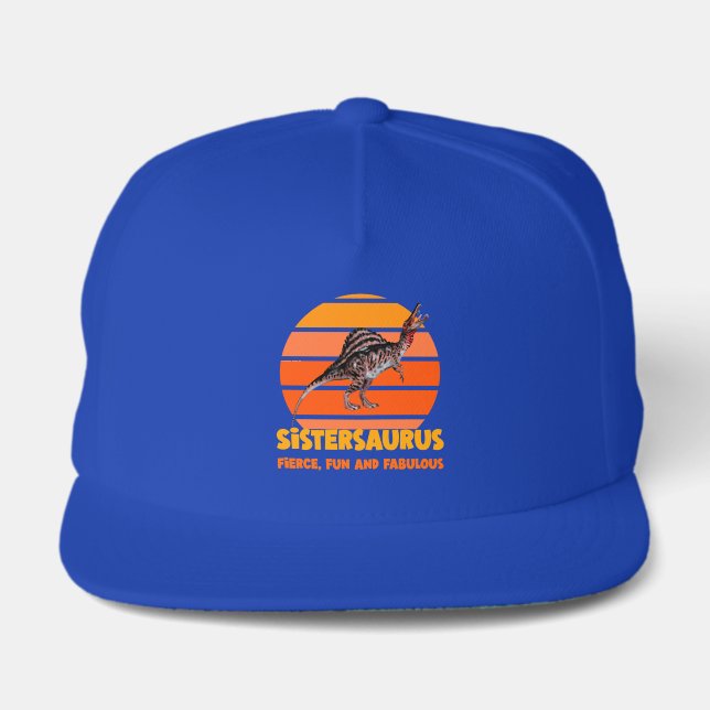 Funny Sistersaurus Dino Sister Humor Design Snap Back Hat (Front)